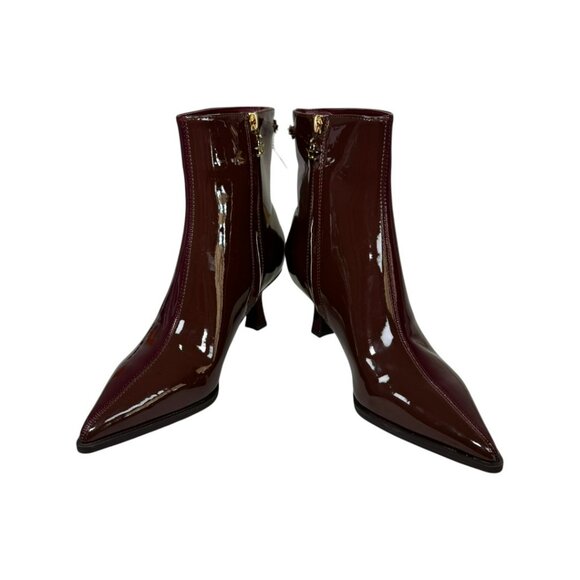 Circus NY Sam Edelman Yuki Burgundy Patent Pointed Toe Kitten Heel Booties SZ 7 - Picture 13 of 15